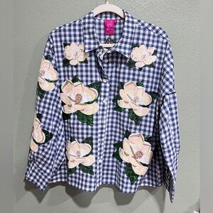 New QOS Magnolia Checkered Blouse